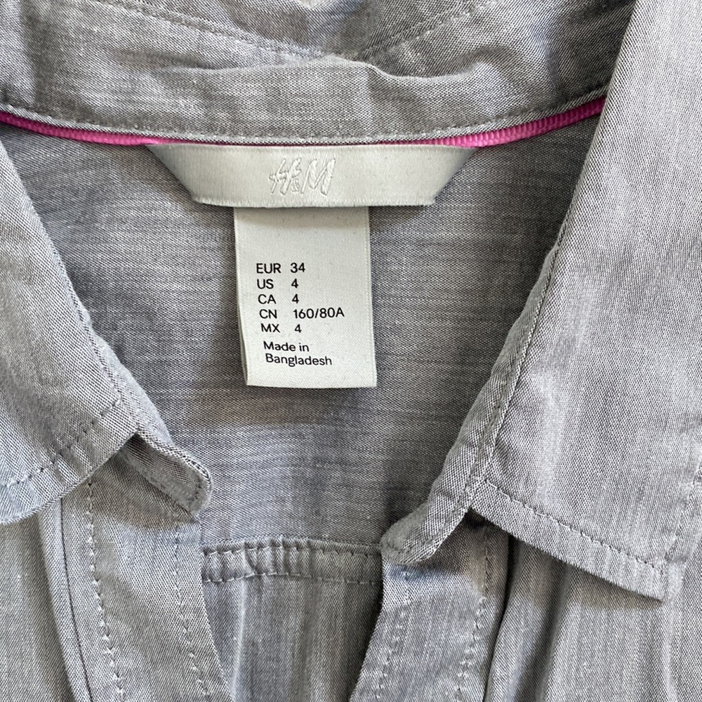 Button Down Stretch Collared Shirt - Grey - image 4